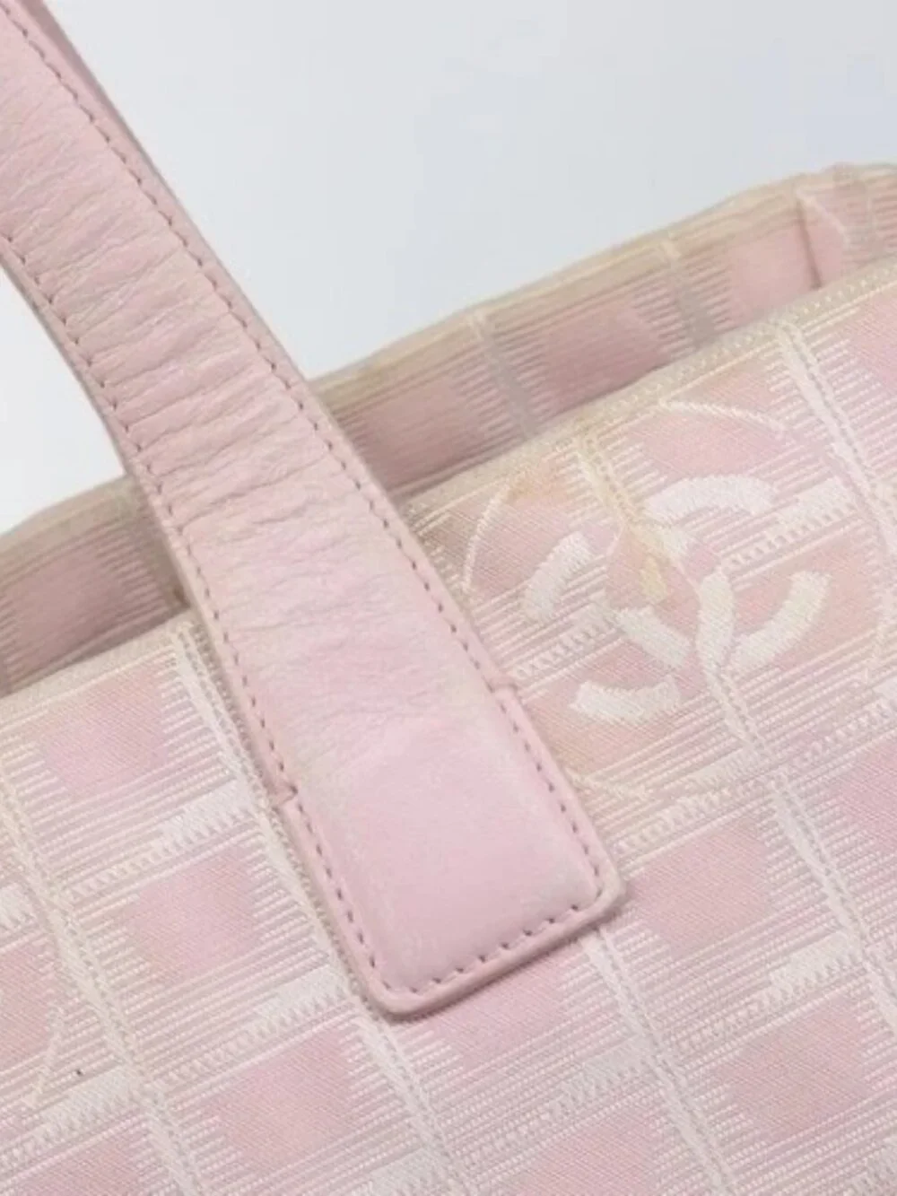 CHANEL New Travel Line Tote Bag Nylon Pink Gold CC Auth mr1511